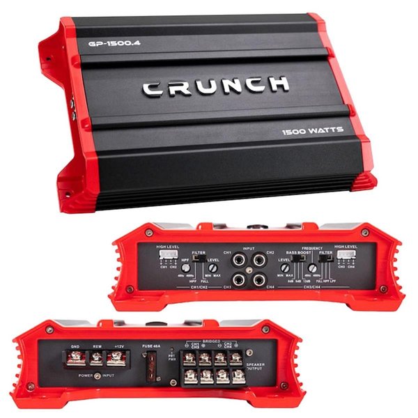 Crunch Crunch GP15004 1500W Ground Pounder Four Channel Car Audio Amplifier GP15004